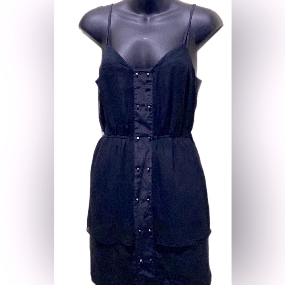 100% SILK BCBGENERATION BLACK SZ S SLIP DRESS ELASTIC WAIST
